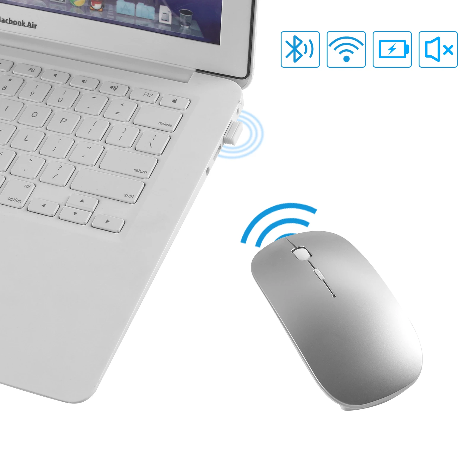 Беспроводная мышь 2 в 1 4 ГГц Bluetooth 0 перезаряжаемая эргономичная игровая для