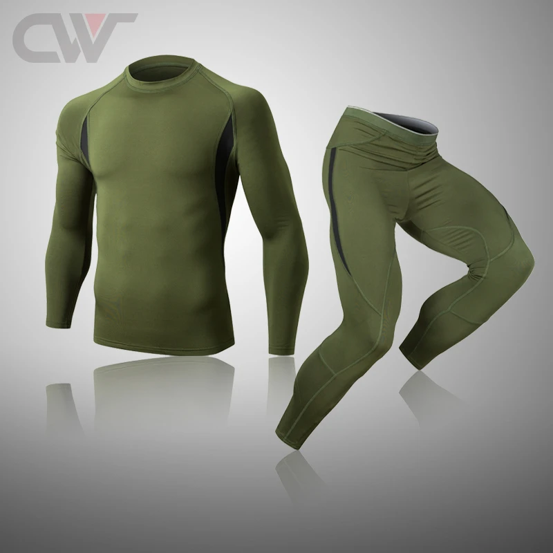 Winter Top Quality New Thermal Underwear Men Underwear Sets Compression Fleece Sweat Quick Drying Thermo Underwear Men Clothing mens base layer pants