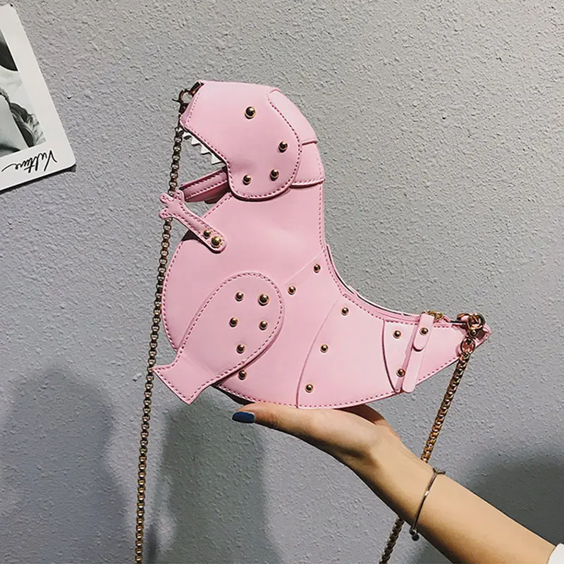 High Quality PU Dinosaur Backpack Kawaii Pink Dinosaur Backpack Personalized Bag Coin Purse Girlfriend Gift Free Shipping - Цвет: pink