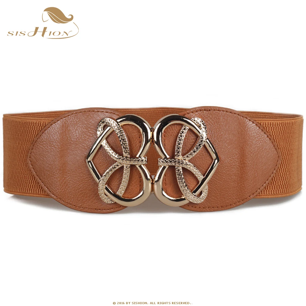 SISHION Ladies Fashion Retro Decorative Waist Seal Wild Skirt Women's Elastic Belt Elastic Wide Belt SP0680
