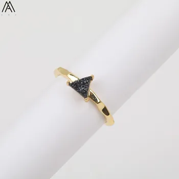 

5PCS/Lot Natural Drusy Geode Agates Triangle Beads Gold Rings For Women Natural Stone Adjustable Rings Bohemia Jewelry HS-65AMAB