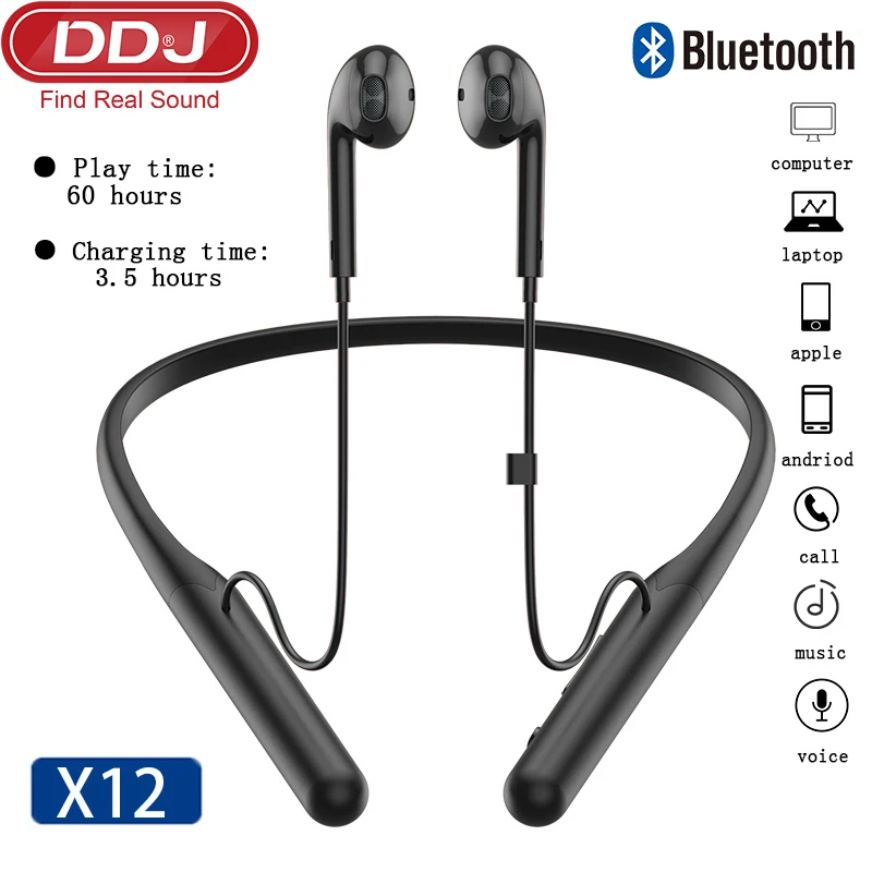 DDJ X12 Bluetooth беспроводные наушники вкладыши гарнитура с завязками на шее геймер
