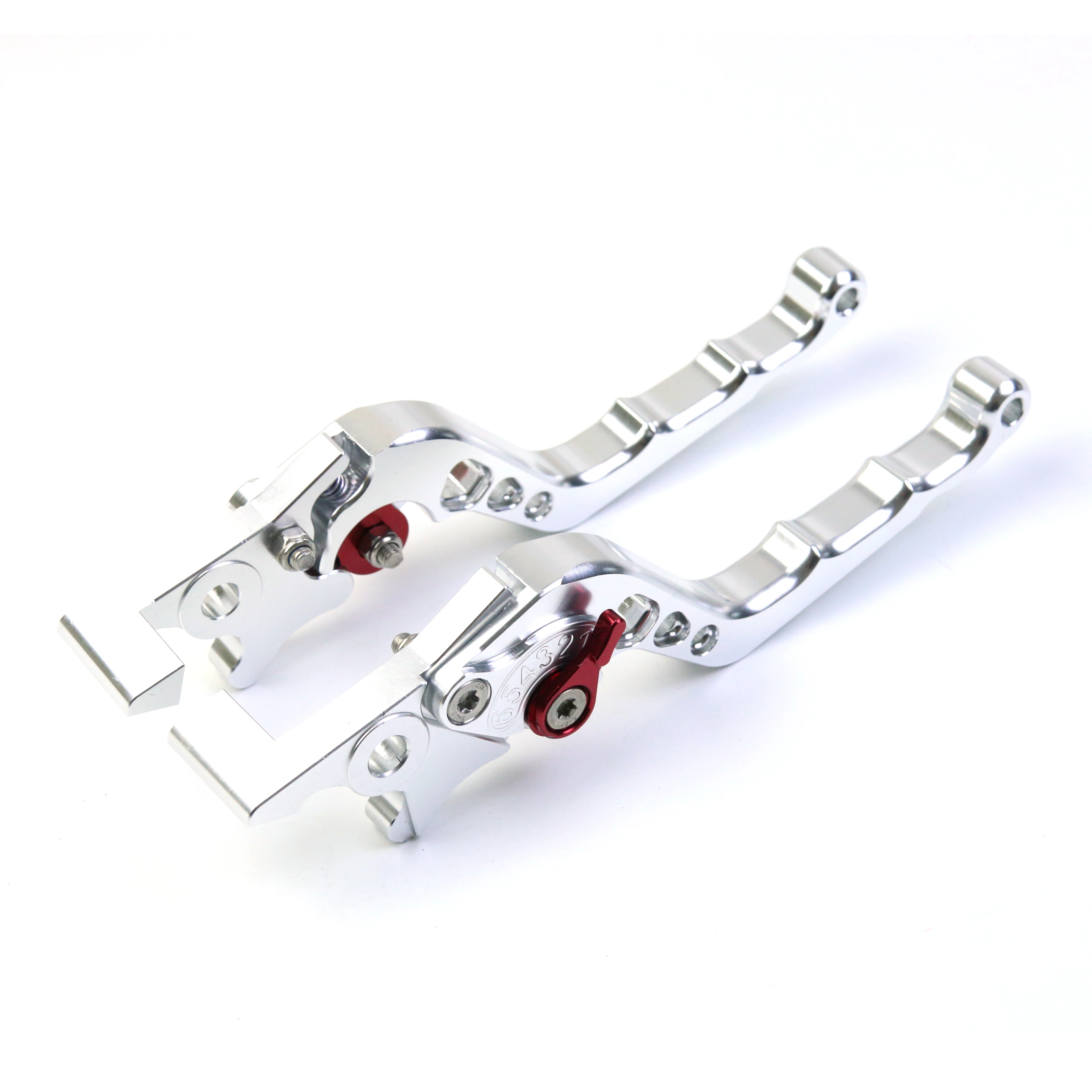 Silver Chrome CNC Aluminum Alloy Motorcycle Double Disc Brake Lever Scooter Bike Modification Lever for Yamaha Honda Universal