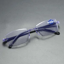Gafas de lectura sin montura ultraligeras, antirradiación de luz azul, gafas de lectura para presbicia de ordenador