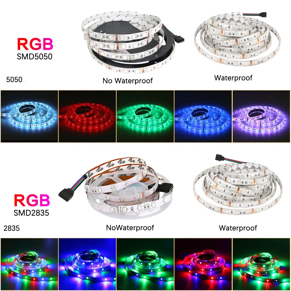 5 м Светодиодная лента светильник RGB 5050 SMD 2835 DC 12 В гибкая лента 60 светодиодный/м светодиодный светильник RGB лента диод пульт дистанционного управления с адаптером