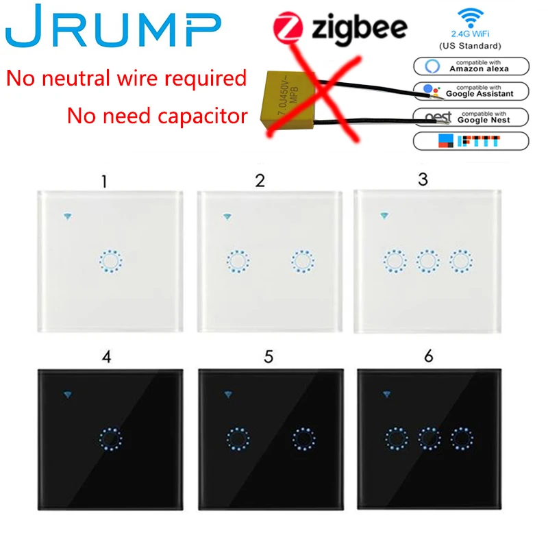 Умные сенсорные выключатели Zigbee европейского стандарта настенный выключатель