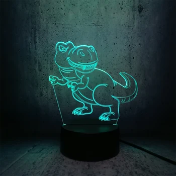 

New Curious Animal Cartoon Tyrannosaurus 3D Lamp Dinosaur Shape Toy 7 Colors Change USB Touch Table Night Light Desk Decor Kid