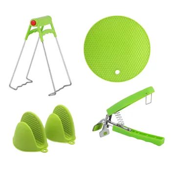 

5Pcs New Silicone Anti Scalding Suit Gloves Tray Lifter Stainless Clip Thermal Insulation Dining Kitchen Accessories