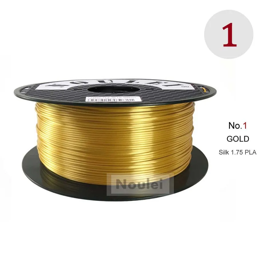 Gold Noulei шелковая нить для 3d принтера 1 кг 1,75 мм золотистые радужные цвета шелковистые яркие материалы для печати со склада в Испании - Color: Gold