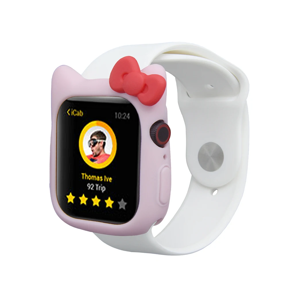 Силиконовый чехол для Apple Watch, чехол 5, 4, 44 мм, 40 мм, мультяшный чехол hello kitty для iWatch 3, 2, 1, 38 мм, 42 мм, защитный чехол