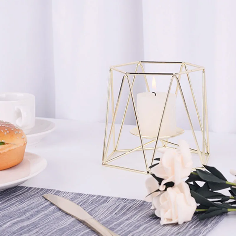 Подсвечники в виде фонаря, геометрические подсвечники для дома, мероприятий и свадьбы в скандинавском стиле