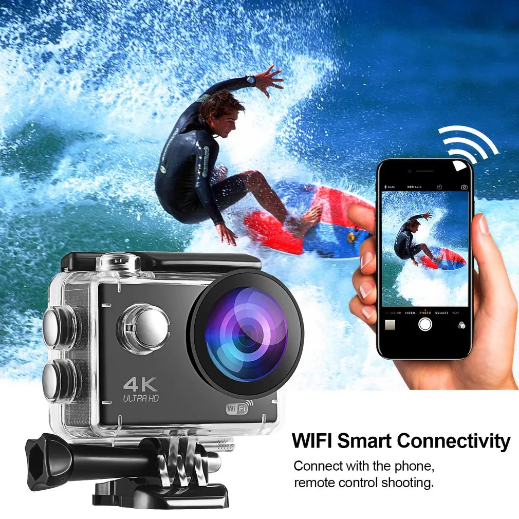 

Ultra HD 1080P 4K Action Camera WiFi 2.0 inches LCD Screen 170 Lens Waterproof Sports Camera Outdoor Diving Bicycle Camcorder