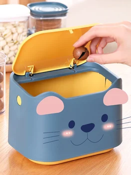 

Desktop Storage Box Tissue Napkin Holder Container Cosmetics Lipstick Mask Storage Box Snacks Storage Organizer Table Trash Can