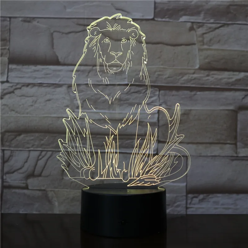 3D светодиодный ночсветильник в виде льва Симбы короля Usb 7 цветов черный цвет