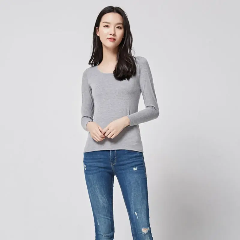 Женская дышащая Пижама с круглым вырезом без обода, удобная пижама с длинными рукавами и нагрудным подкладом, повседневная спортивная нижняя рубашка