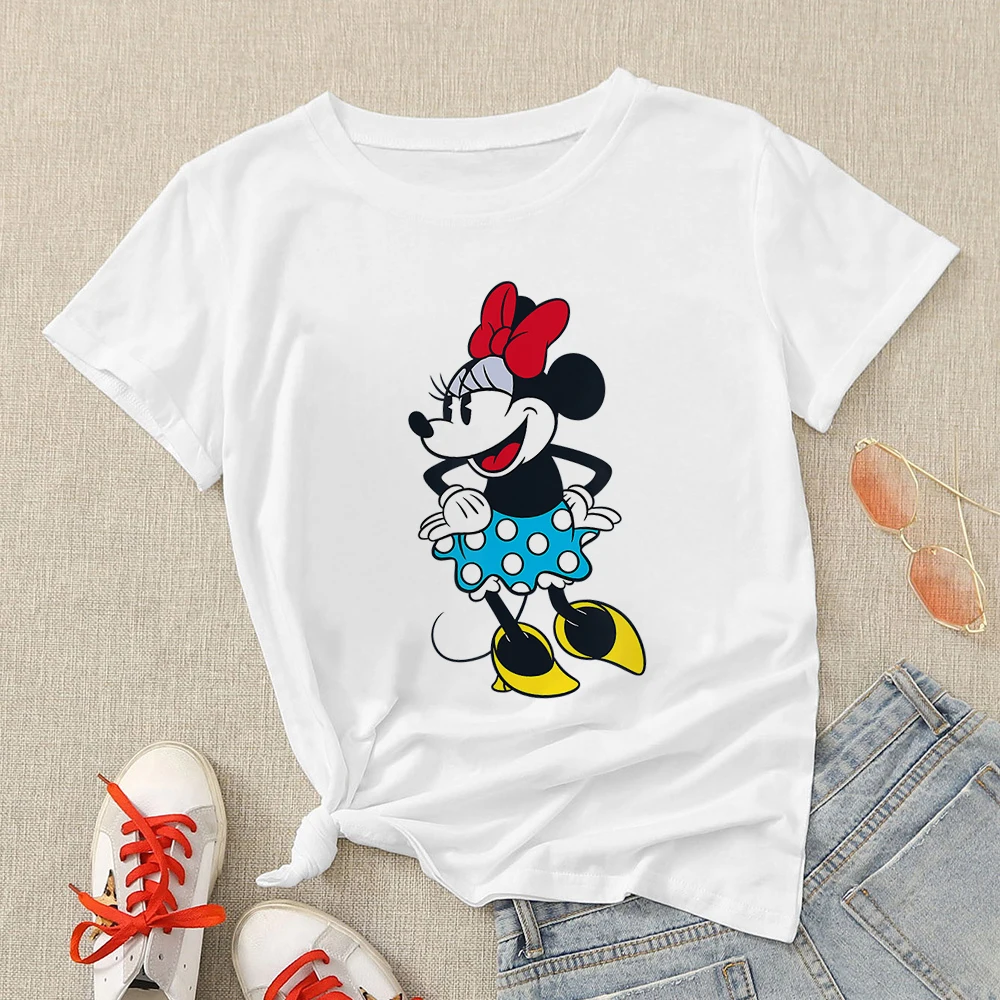 Plus Size 3XL Women T Shirts Fashion Minnie Mouse Print Short Sleeve Summer T-Shirt Female Tops Woman Casual Tshirt long sleeve t shirts