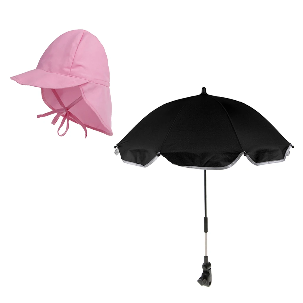 Kids Toddlers Sun UV Protective Summer Hat & Pram Parasol Stroller Umbrella
