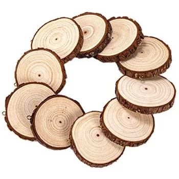 

30 Pcs Craft Unfinished Nature Wood Slices Christmas Ornament Wooden Cutouts for DIY Predrilled Tree Slices with Screw