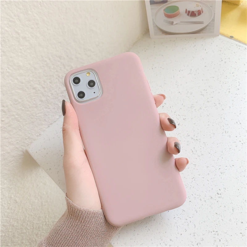 Pink Чехол для телефона LOVECOM для iPhone 11 Pro Max XR XS Max 6 6S 7 8 Plus X милый яркий сплошной цвет Мягкий ТПУ пара задняя крышка Coque подарок - Цвет: Pink