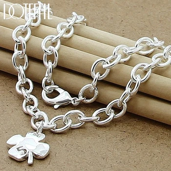 

DOTEFFIL 925 Sterling Silver Four Leaves Clover Pendant 18 Inch Chain Necklace For Women Wedding Engagement Fashion Jewelry