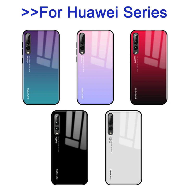 Градиентный защитный чехол из закаленного стекла для Huawei P30 Pro P20 lite light P10 plus mate 20 x