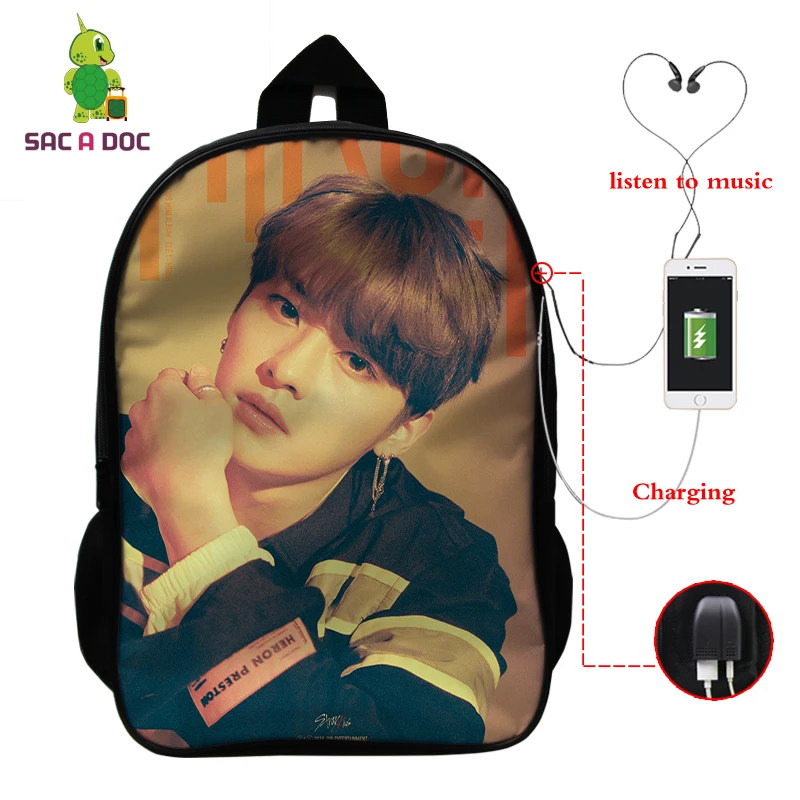 Mochila Kpop рюкзак для детей женский многофункциональный USB зарядка латоп рюкзак школьные сумки для подростков девочек мальчиков рюкзак для путешествий - Цвет: 8