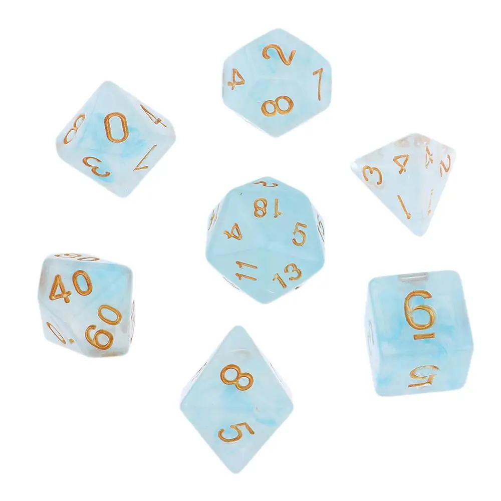 C-Light blue 7 шт многогранные кости для подземелий и драконов DND Dados RPG MTG настольная игра D20 D12 D10 D8 D6 D4 набор разноцветных кубиков и кубиков - Цвет: C-Light blue