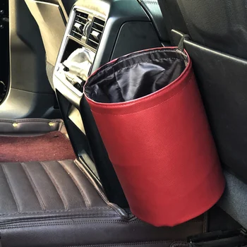 

Foldable Car Trash Can Waterproof Rubbish Container Mini Hanging Leather Garbage Holder Storage Busket Dust Bin Auto Accessories