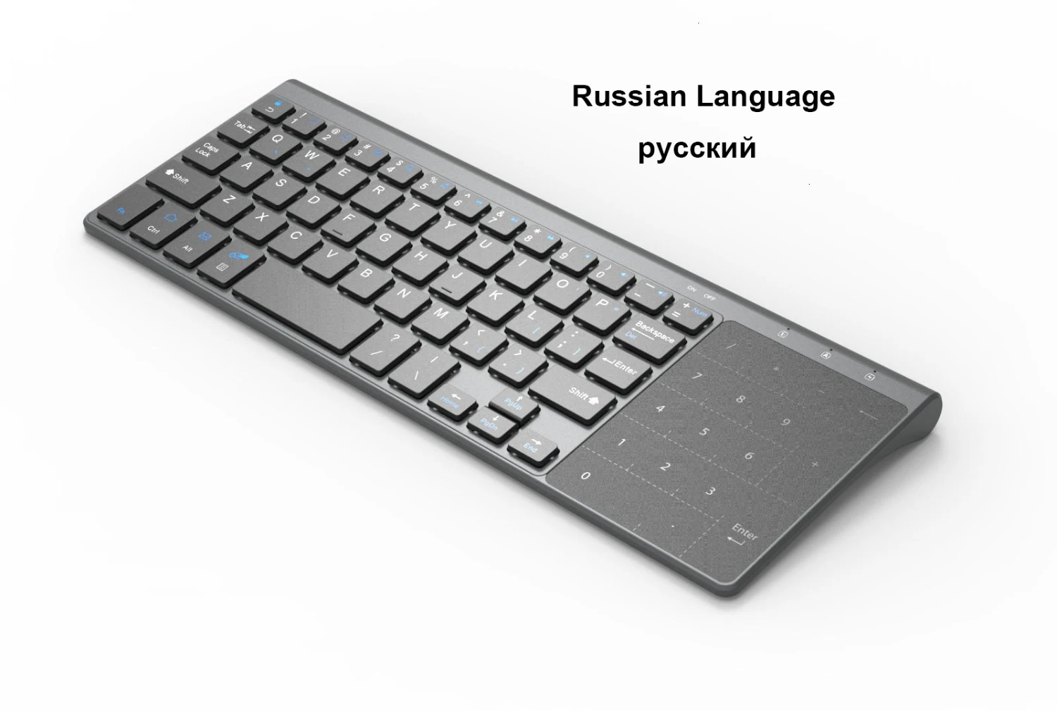 Russian Edition Jelly Comb 2,4G Беспроводная клавиатура с цифрой Сенсорная панель тонкая цифровая клавиатура для Android Windows настольный ноутбук ПК Smart tv - Цвет: Russian Edition