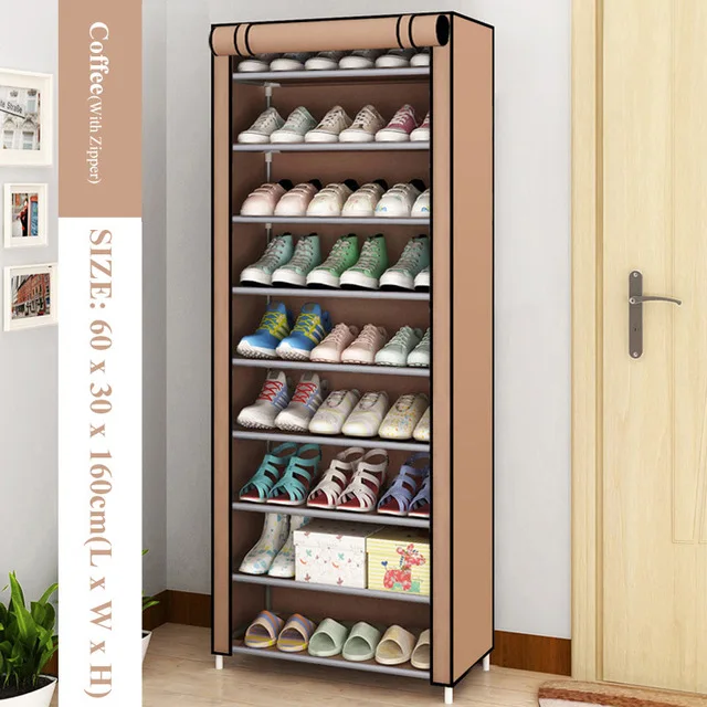 Multilayer Shoe Cabinet Vertical Space Saving Nonwoven Shoes Shelf Organizer Simple Combination Stand Holder Entryway Shoe Rack Zipper 10C