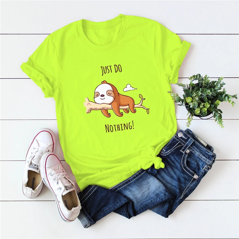 

Cute funny lazy dog print T-shirt Women New Fashion Loose Casual T-Shirt Female Summer cotton Tops tees Harajuku Cartoon T-Shirt