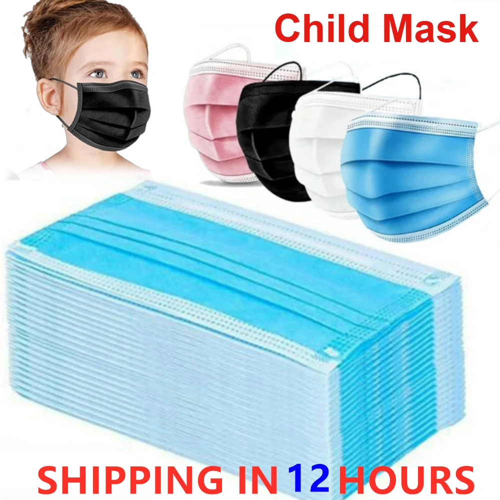어린이 마스크 3 레이어 어린이 마스크 일회용 어린이 마스크 비-wove 필터 통기성 플라이 안티-먼지 어린이 마스카라