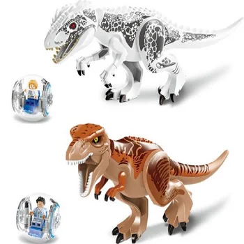 

Jurassic World Indominus Rex T. Rex Loose model figure Building Blocks Set dinosaur kids Bricks Toys Educational gift