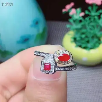 

Myanmar 925 silve Natural Ruby Gemstone Ring Women Fine Jewelry