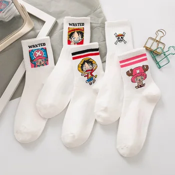 

Tony Tony Chopper Crew Woman Socks Kawaii Cotton Woman Sock Cartoon Sox One Piece White Spring Classic Lady Calcetines Hombre