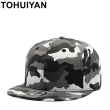 TOHUIYAN мужские камуфляжные хлопчатобумажные бейсболки для уличных танцев в стиле «хип-хоп» Шапки плоским козырьком, бейсбольная Кепка Gorras воздухе Tatctical регулируемые солнцезащитные Шапки