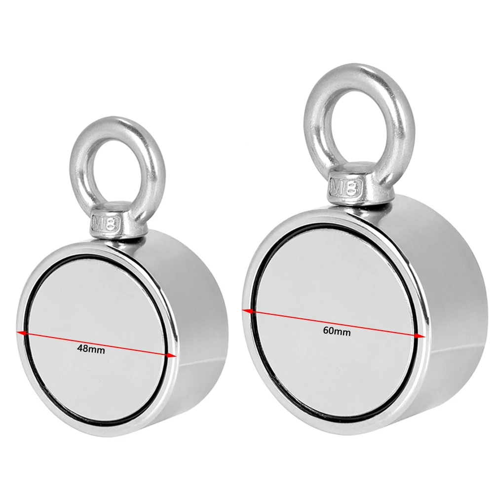 

2pcs Diameter Double Side Magnet Fishing Combined 661LBS Pulling Force Strong Round Neodymium Fishing Magnet Wit 48mm 60mm B4