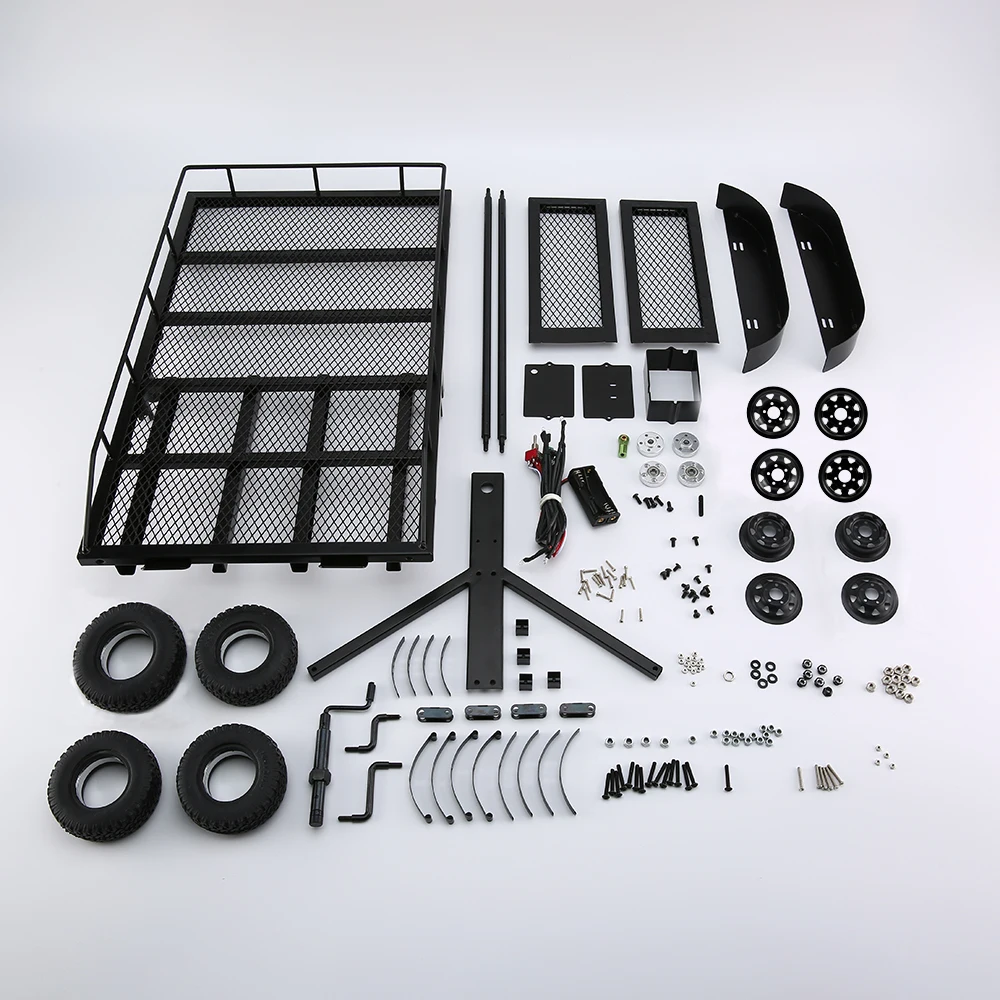 

Trailer Car Heavy-Duty Cargo Carrier Metal Kit for 1:10 Traxxas HSP Redcat RC4WD Tamiya Axial SCX10 D90 HPI RC Crawler Car DIY