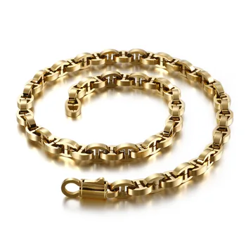 

KN90220-KFC Father Gift 10mm 25'' Huge heavyweight 162g Stainless Steel Casting Box Chain Necklace Jewelry Gold/ black/