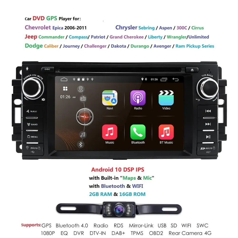 Автомагнитола 6 2 дюйма 1 Din Android 10 IPS DVD-плеер GPS-навигация для Jeep Sebring Grand Cherokee Compass