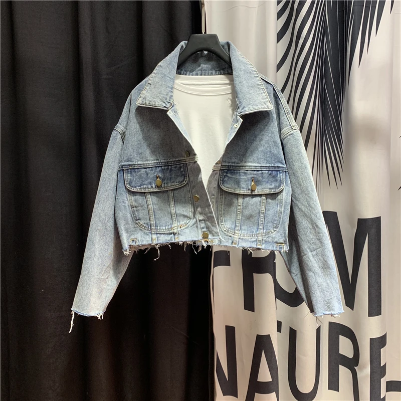 

European Trend Cool Multi-pockets Denim Coat Women's Casual Denim Top Short Jean Jacket Jackets Ladies Tops