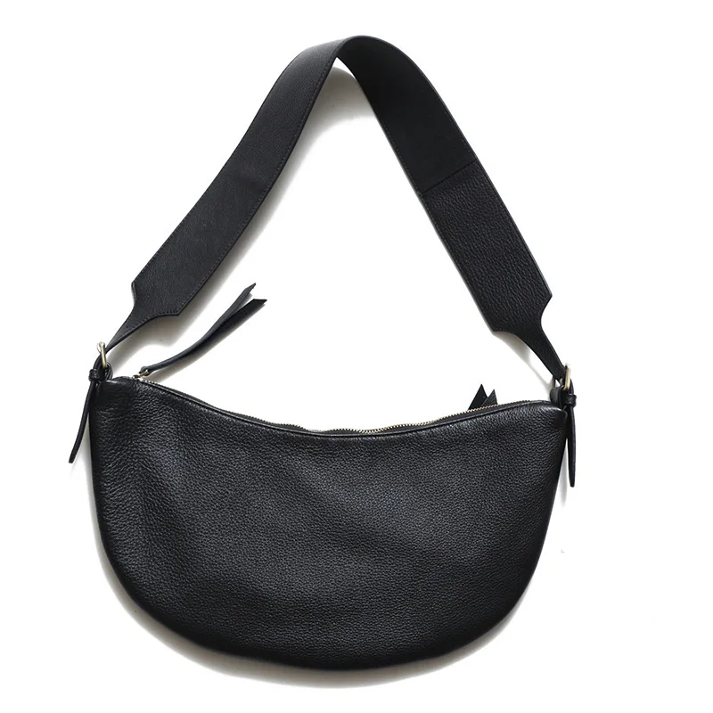 

2020 Head Layer Soft Cowhide Running Street Widening Strap Slung Single Shoulder Dumplings Chest Bag