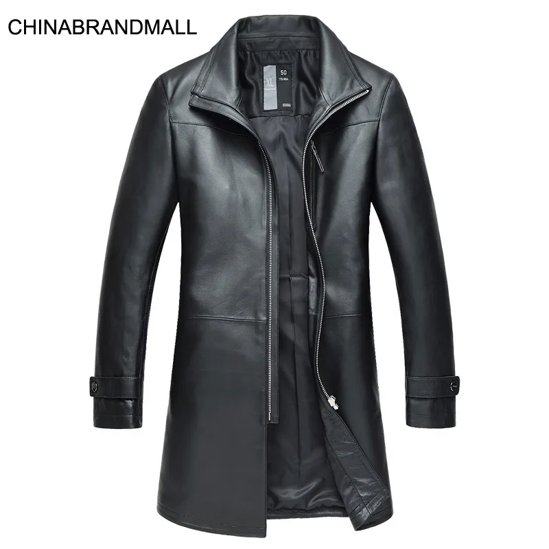 

Fat Man Men Sheep Leather Genuine Leather Leather Coat Medium Length Money Windbreaker Plus Fat Plus Size Fat Jacket Male