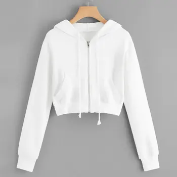 

Hoodies Sweatshirt Women Solid Long Sleeve Zipper Pocket Shirt Hooded Sweatshirt Tops Blusas Mujer De Moda 2020
