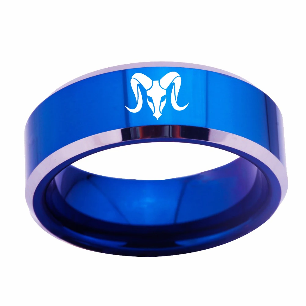 Customized 12 Constellations LOGO 8mm Titanium Rings Aries Anti-allergy Military Personalize for Men Wedding Band | Украшения и