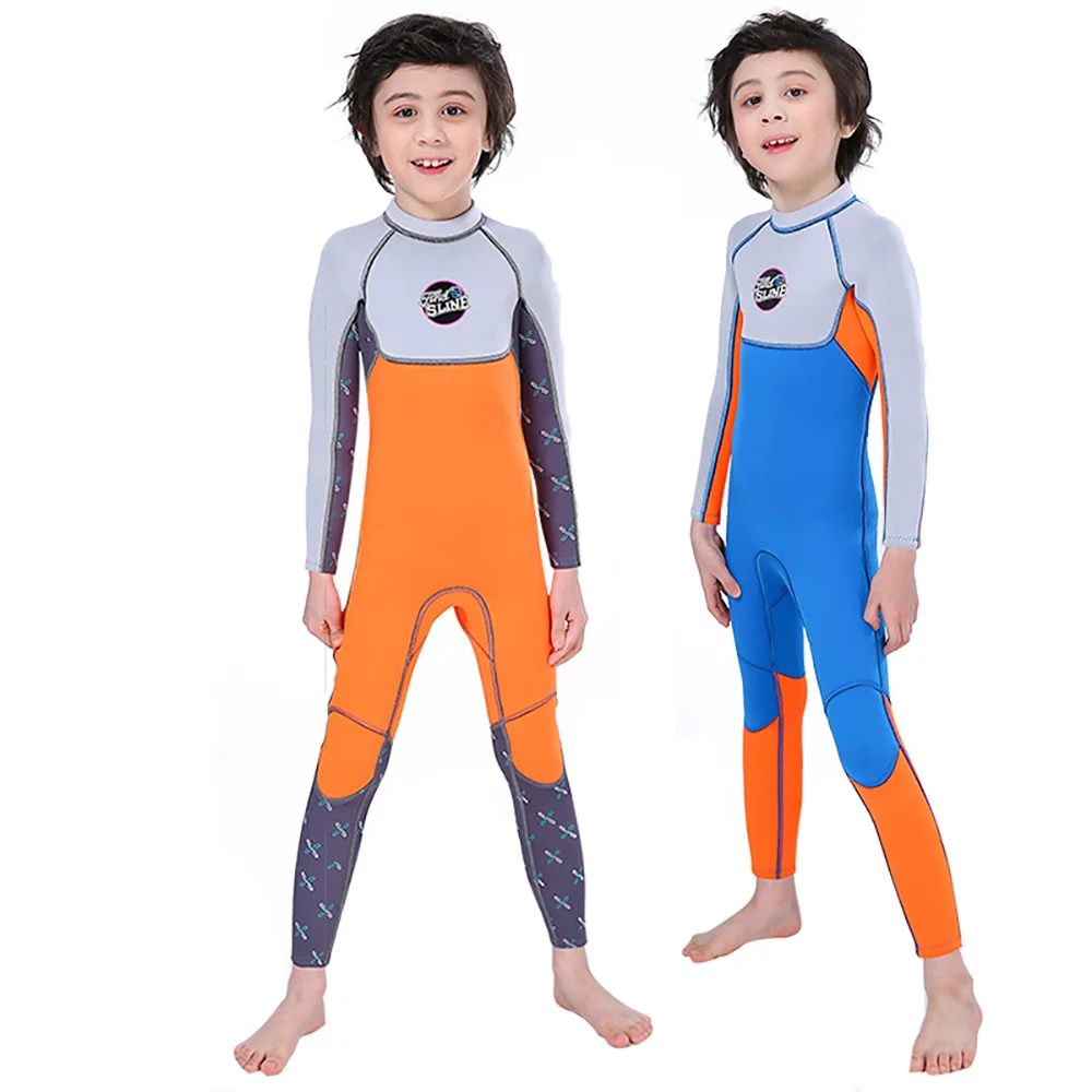 

Children Sunscreen Swimsuit 2.5MM Neoprene One-Piece Long-Sleeved Snorkeling Suit Boys Jumpsuit Wetsuit