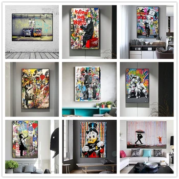 

Banksy Graffiti Art Abstract Canvas Painting Posters and Prints "Life Is Short Chill The Duck Out" Wall Canvas Art Home Decor