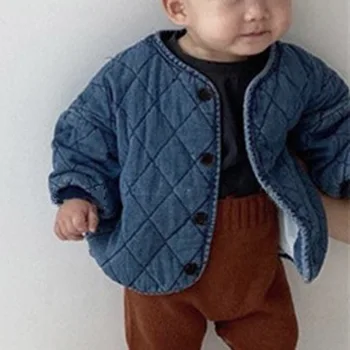 

2020 children's autumn and winter denim quilted long-sleeved jacket