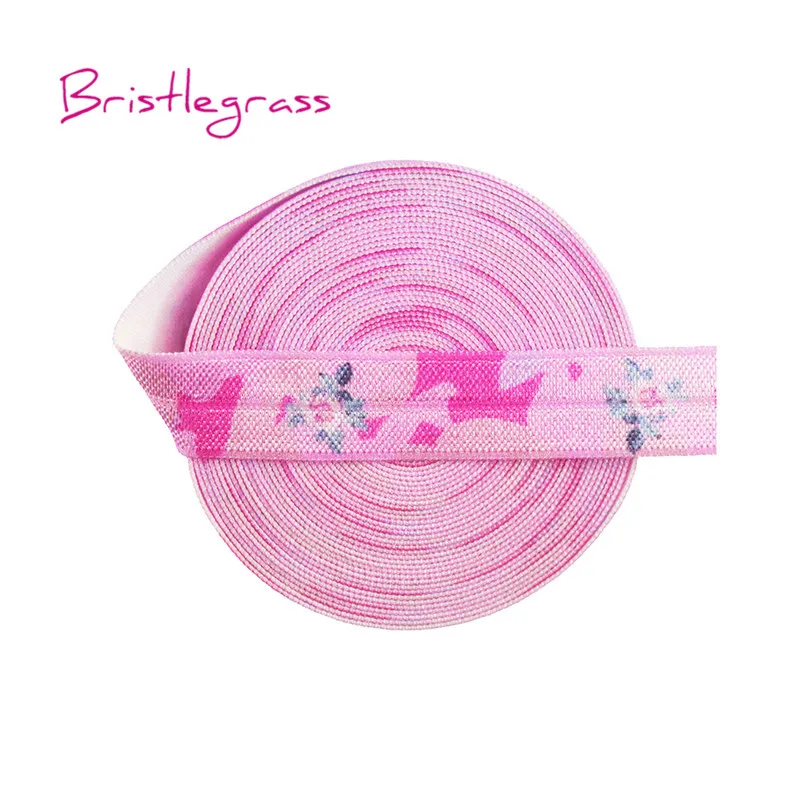 BRISTLEGRASS 5 ярдов 5/" 15 мм розовый камуфляж розовый цветок розы печать сгибается над Elastics FOE спандекс атласные полосы платье с повязкой Шитье