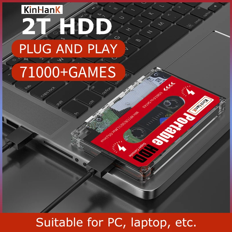 Kinhank 2T Портативный Ретро игровой HDD SATA 3 с 71000 + Plug &amp Play 108 эмуляторы для PS3/PS2/WII/WIIU